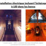 Installation electrique incluant leclairage a LED dans les bancs pour sauna exterieur 1