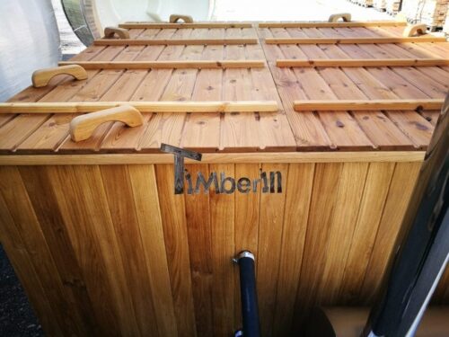 Wood fired outdoor hot tub rectangular deluxe with outside heater 41